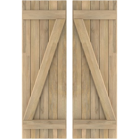Americraft 5-Board (2 Batten) Wood Joined Board-n-Batten Shutters W/ Z-Bar, ARW102BB518X71UNH